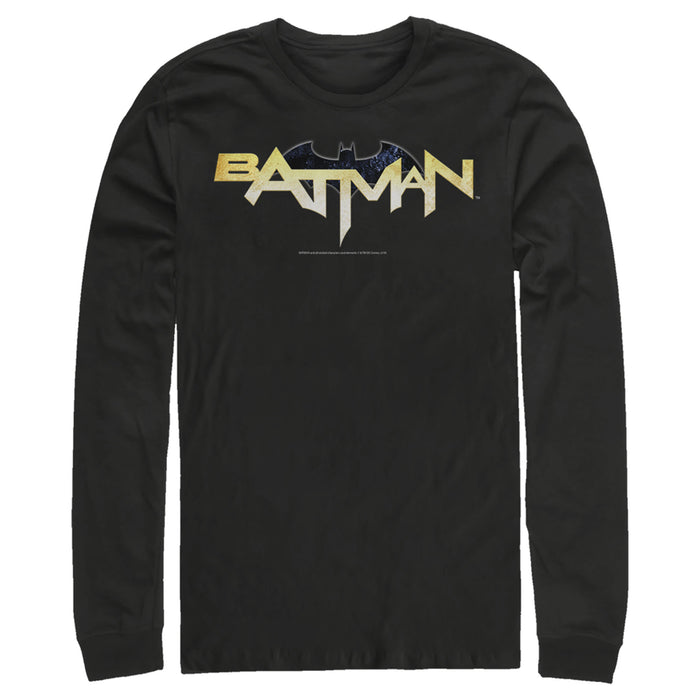 Fifth Sun Men's Batman Logo Messy Text Long Sleeve Shirt