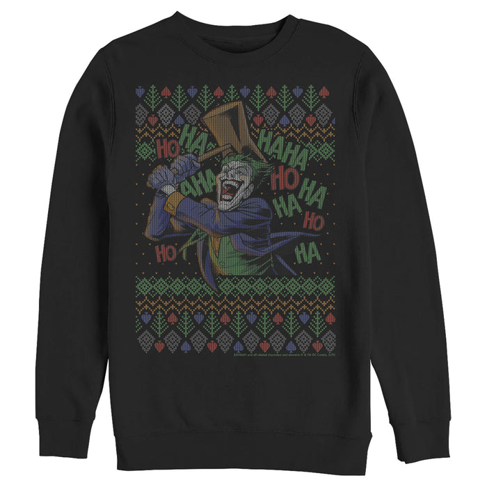 fifth sun Men's Batman Ugly Christmas Joker Ha Ha Sweatshirt