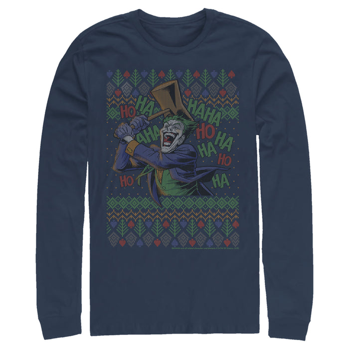 fifth sun Men's Batman Ugly Christmas Joker Hammer Long Sleeve Shirt