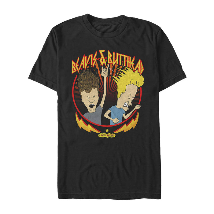 fifth sun Men's Beavis and Butt-Head Metal Rock Portrait T-Shirt