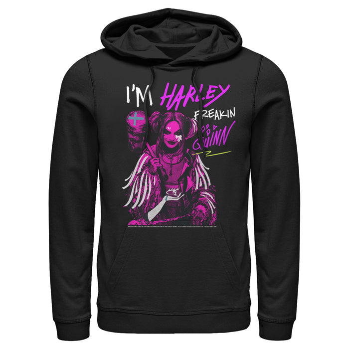 fifth sun Men's Birds of Prey Harley Freakin' Quinn Cartoon Pull Over Hoodie