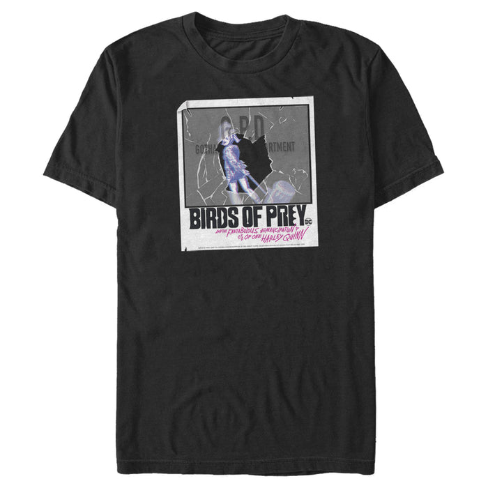 fifth sun Men's Birds of Prey Harley Quinn Shattered Polaroid T-Shirt
