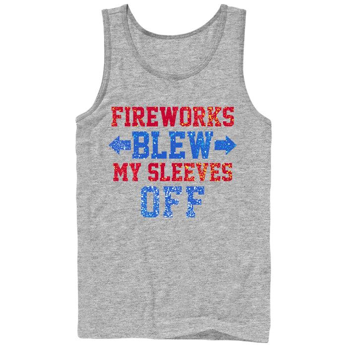 fifth sun Men's CHIN UP 4th of July Fireworks Blew My Sleeves Off Tank Top