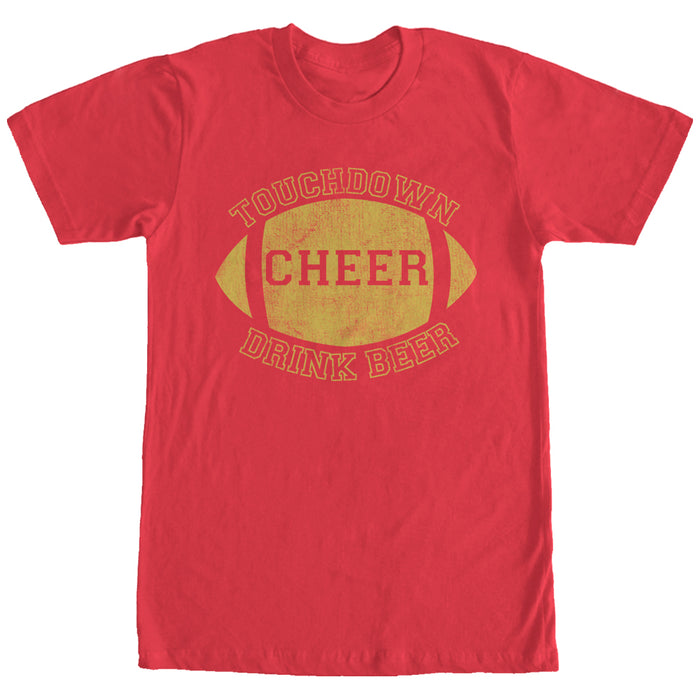 fifth sun Men's CHIN UP Football Touchdown Cheer Drink Beer T-Shirt
