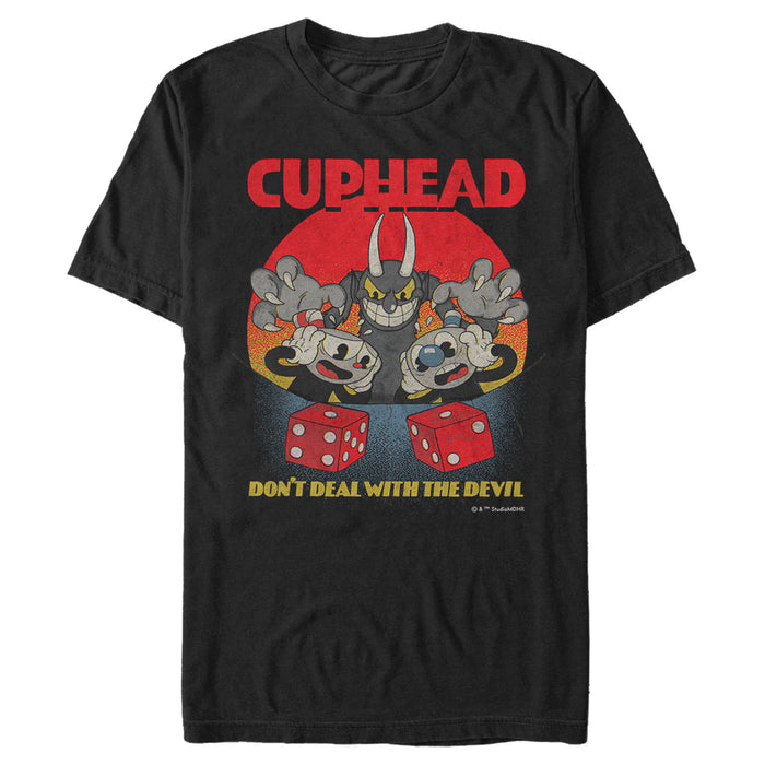 fifth sun Men's Cuphead Don't Deal With the Devil Snake Eyes T-Shirt