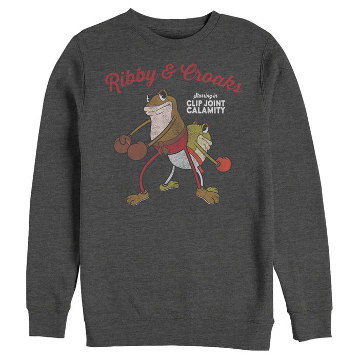 fifth sun Men's Cuphead Ribby and Croaks Distressed Sweatshirt