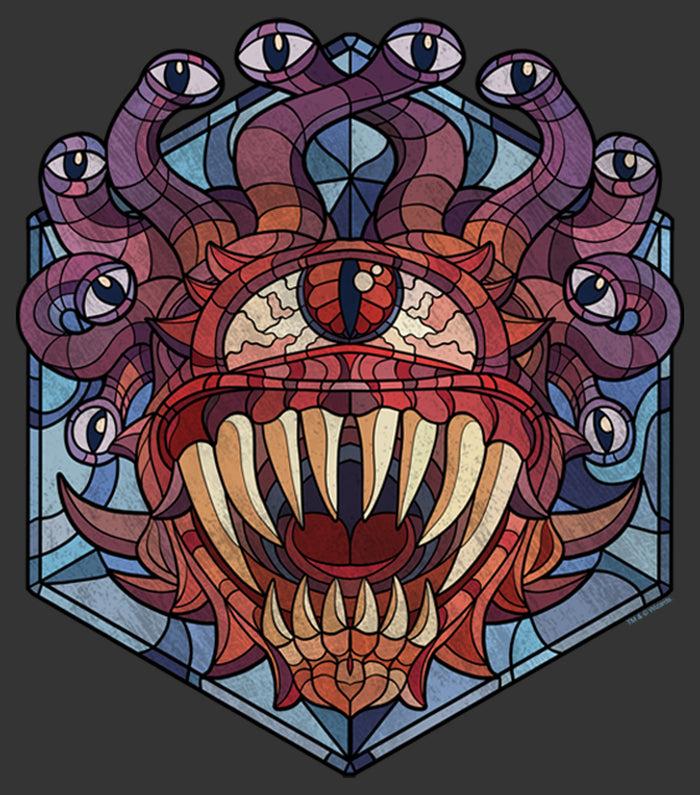 Fifth Sun Men's Dungeons & Dragons Beholder Monster Stained Glass T-Shirt