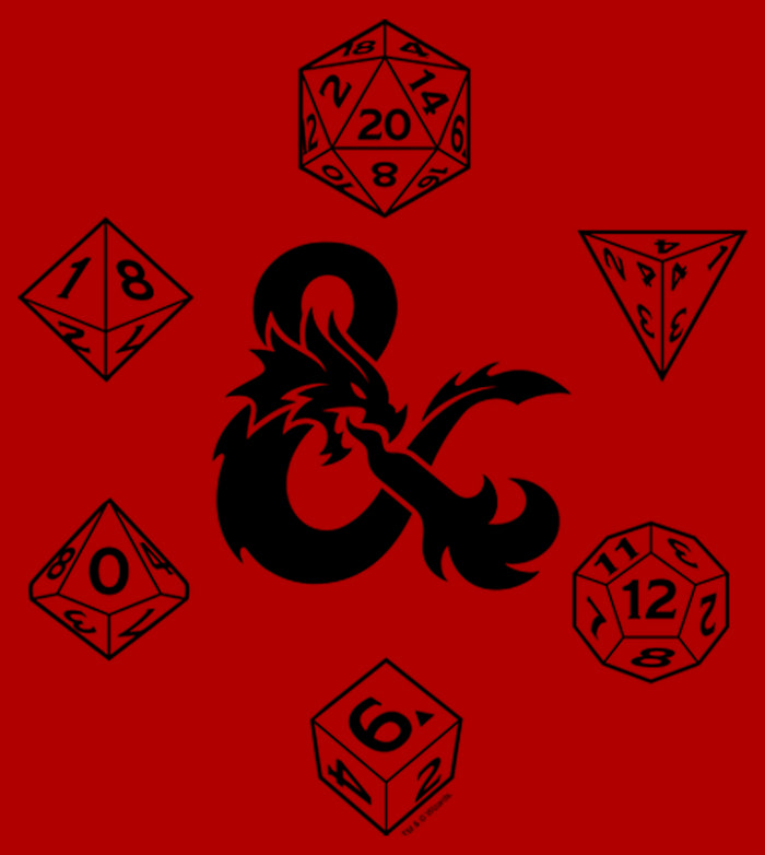 Fifth Sun Men's Dungeons & Dragons Iconic Dice T-Shirt