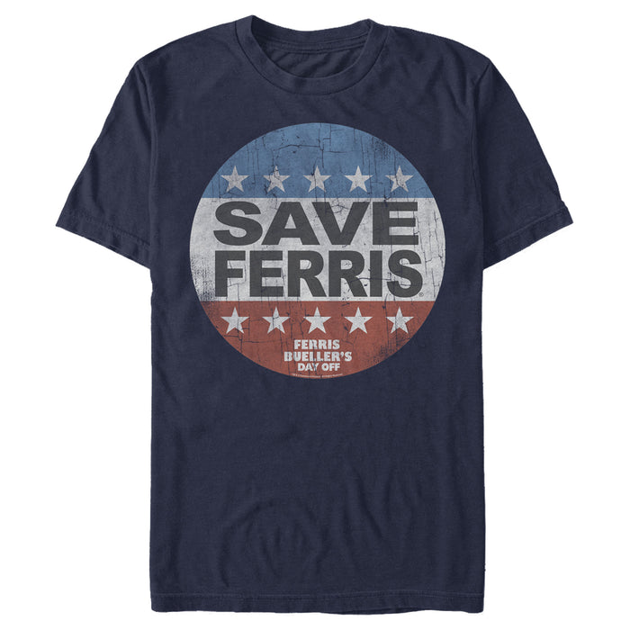 fifth sun Men's Ferris Bueller's Day Off Save Campaign Button T-Shirt