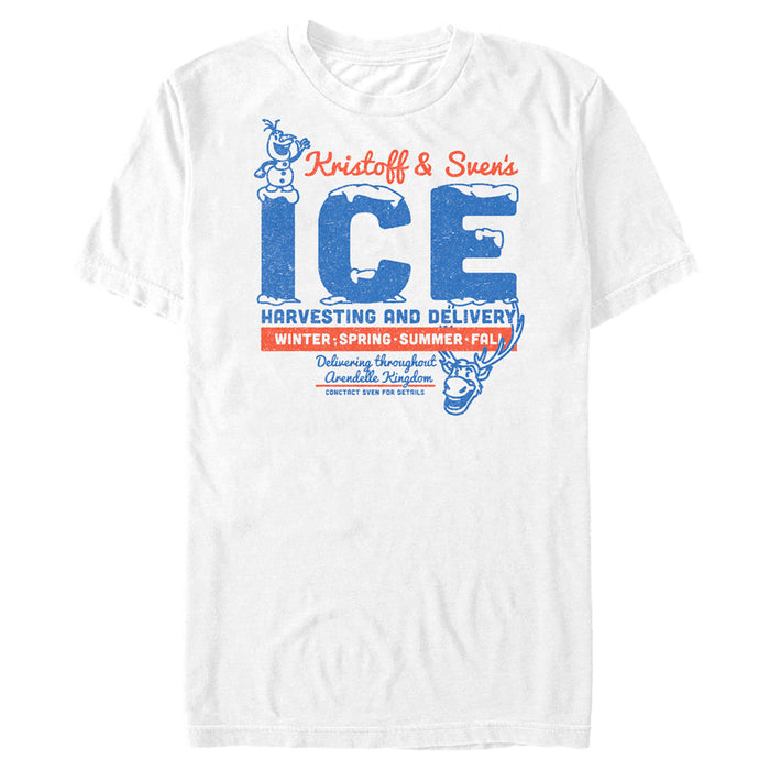 fifth sun Men's Frozen Kristoff & Sven's Ice Harvesting And Delivery T-Shirt