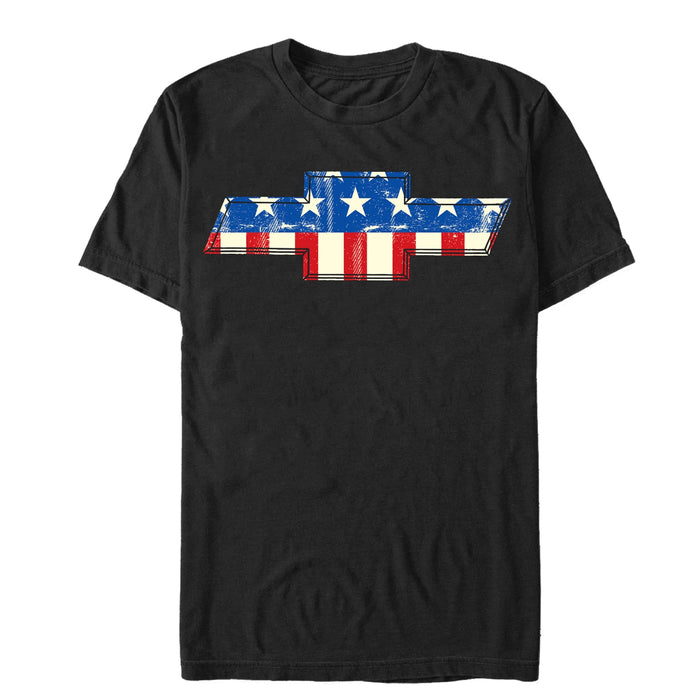 fifth sun Men's General Motors Chevrolet Bowtie American Flag T-Shirt