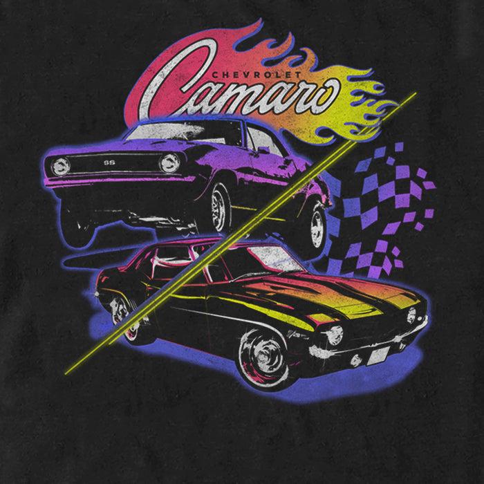 Fifth Sun Men's General Motors Purple And Black Hotrod Camaros T-Shirt