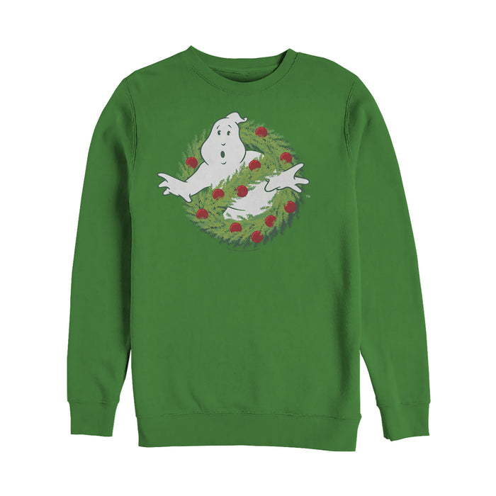 fifth sun Men's Ghostbusters Christmas Wreath Logo Sweatshirt