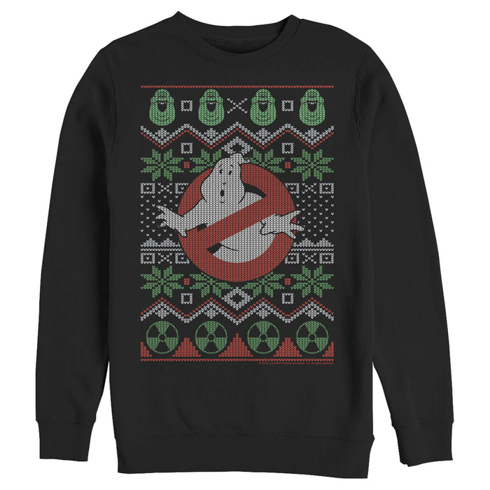 fifth sun Men's Ghostbusters Ugly Christmas Logo Sweatshirt