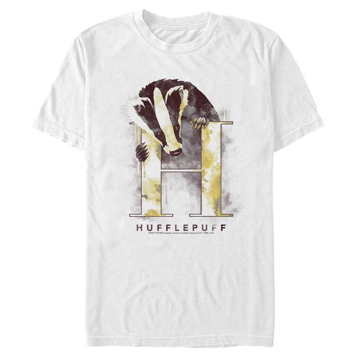 fifth sun Men's Harry Potter Hufflepuff Badger Watercolor T-Shirt