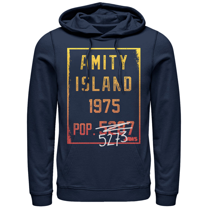 fifth sun Men's Jaws Amity Island Population Pull Over Hoodie