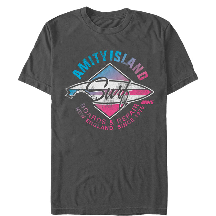 fifth sun Men's Jaws Amity Island Surfboard Repair T-Shirt