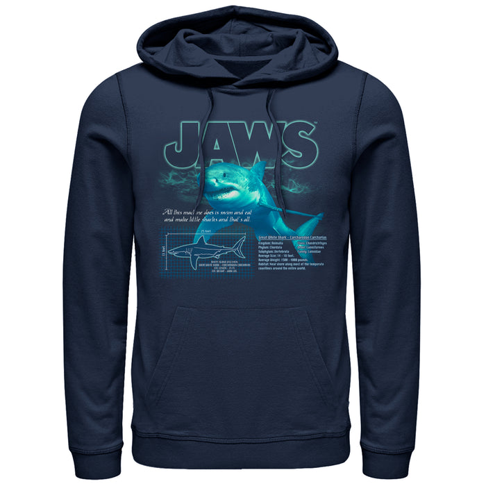 fifth sun Men's Jaws Shark Blueprint Pull Over Hoodie