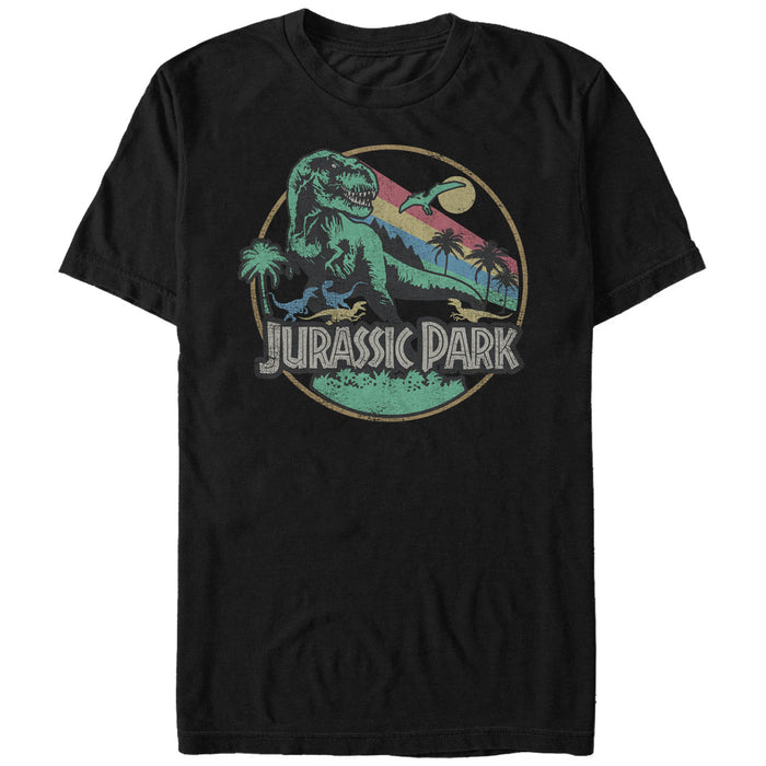 fifth sun Men's Jurassic Park Rainbow Emblem T-Shirt