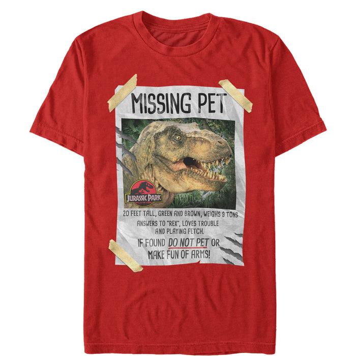 fifth sun Men's Jurassic Park T. Rex Missing Pet T-Shirt