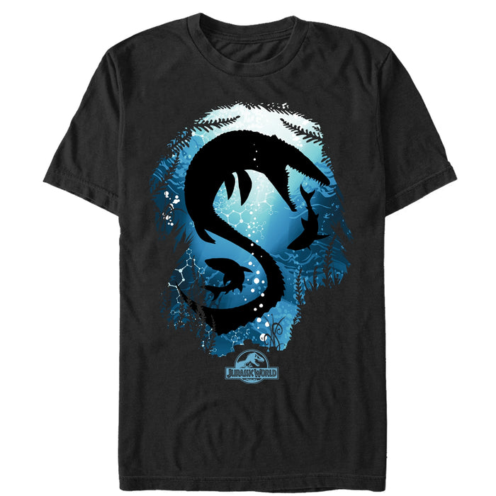 fifth sun Men's Jurassic World Mosasaurus With Sharks T-Shirt