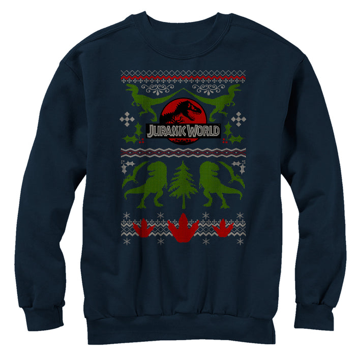 fifth sun Men's Jurassic World Ugly Christmas Print Sweatshirt