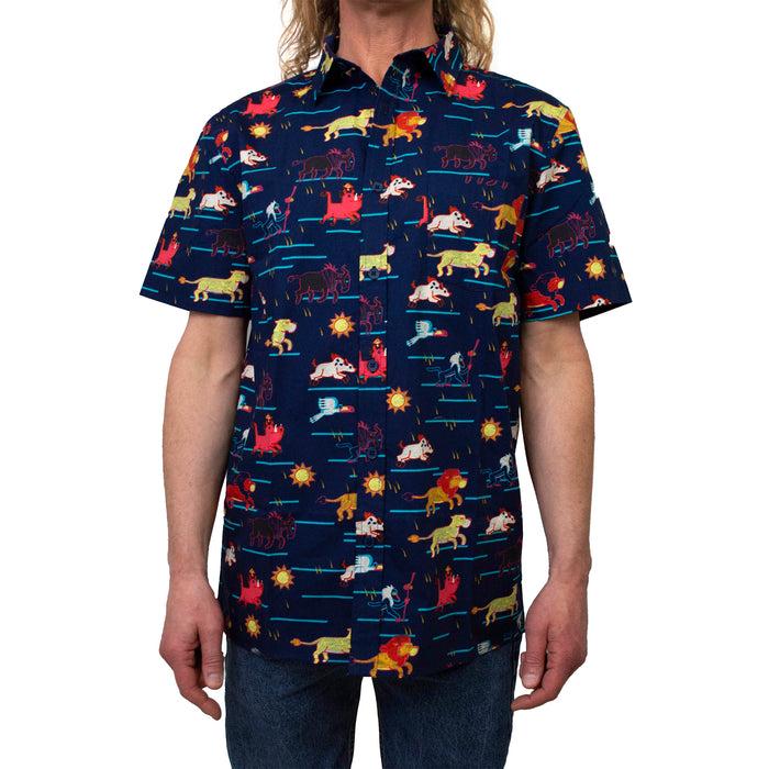 fifth sun Men's Lion King Character Stampede Button Down Shirt