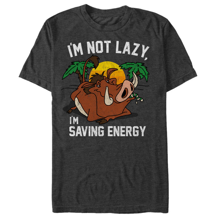 fifth sun Men's Lion King Pumbaa I'm Not Lazy I'm Saving Energy T-Shirt