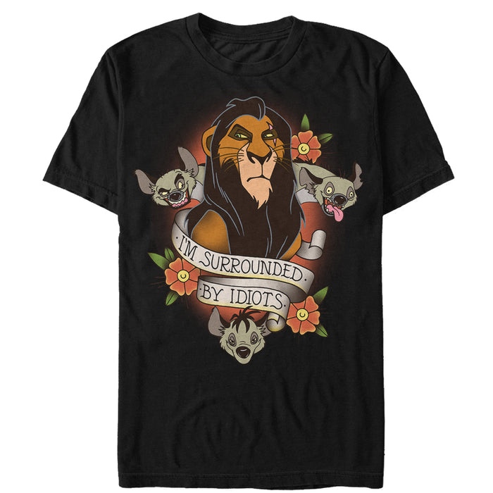 fifth sun Men's Lion King Scar Surrounded By Idiots Tattoo T-Shirt