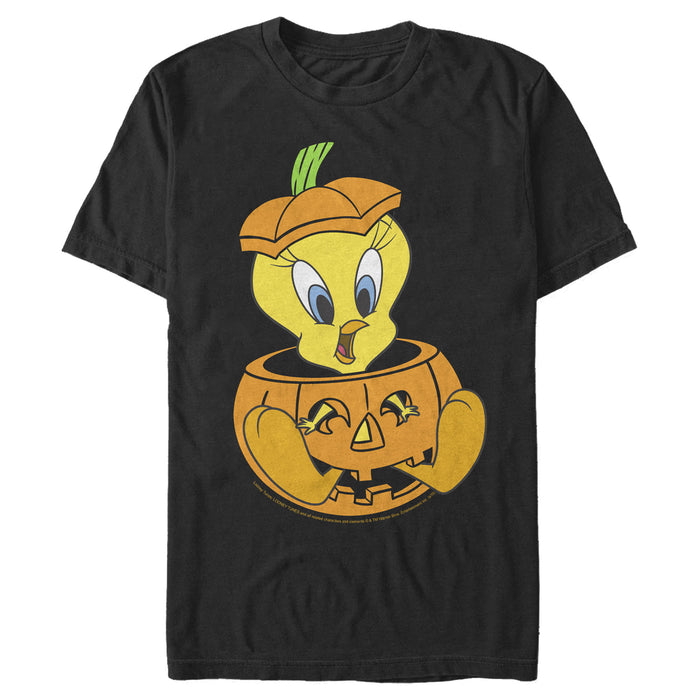 fifth sun Men's Looney Tunes Halloween Tweety Jack-O-Lantern T-Shirt