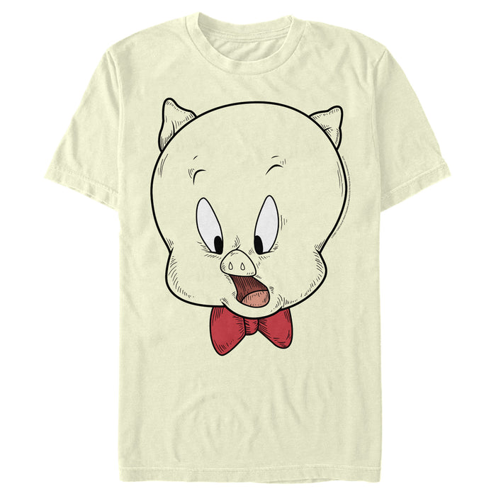 fifth sun Men's Looney Tunes Porky Big Face Drawing T-Shirt