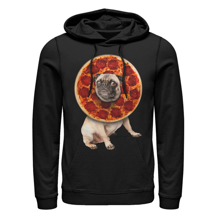 fifth sun Men's Lost Gods Pepperoni Pizza Pug Pull Over Hoodie