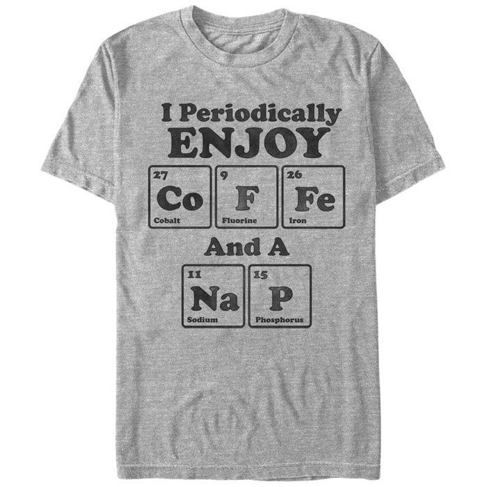 fifth sun Men's Lost Gods Periodic Table Coffee Nap T-Shirt