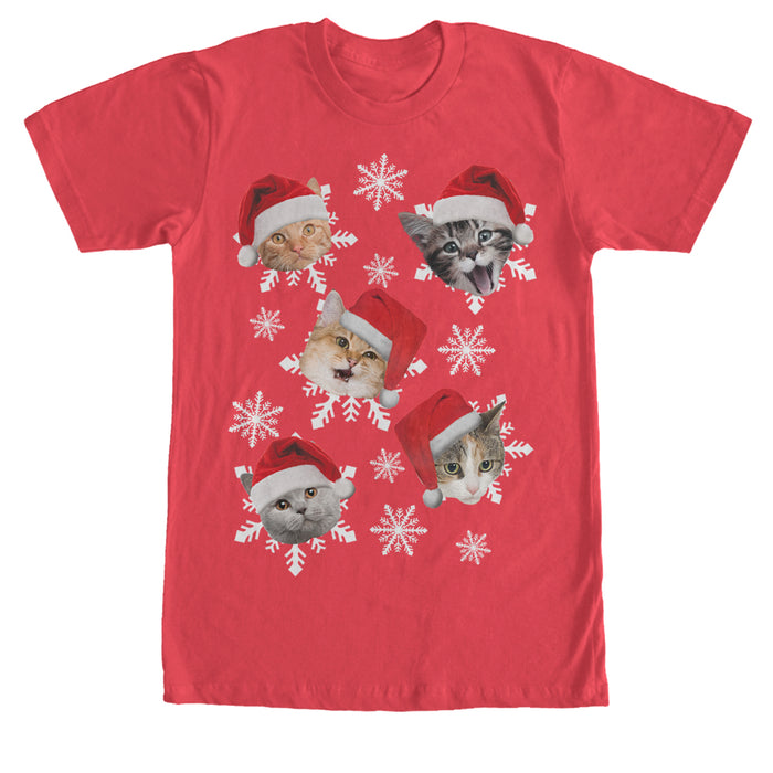fifth sun Men's Lost Gods Ugly Christmas Cat Snowflakes T-Shirt