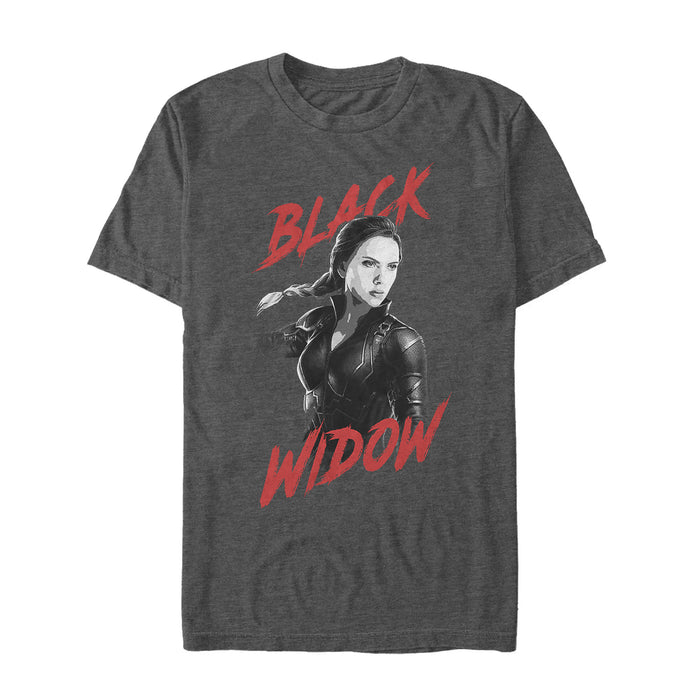 fifth sun Men's Marvel Avengers: Endgame Grey Grayscale Black Widow T-Shirt