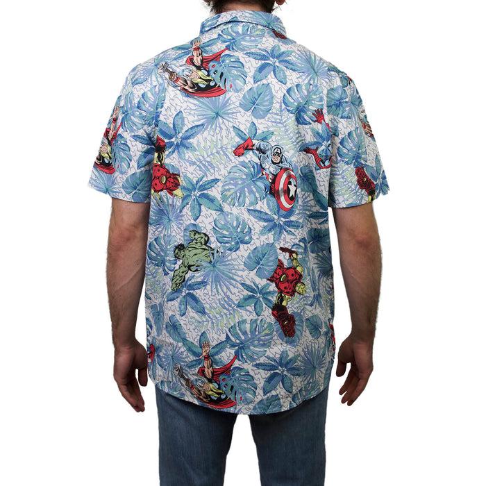 Fifth Sun Men's Marvel Avengers Hawaiian Print Button Down Shirt
