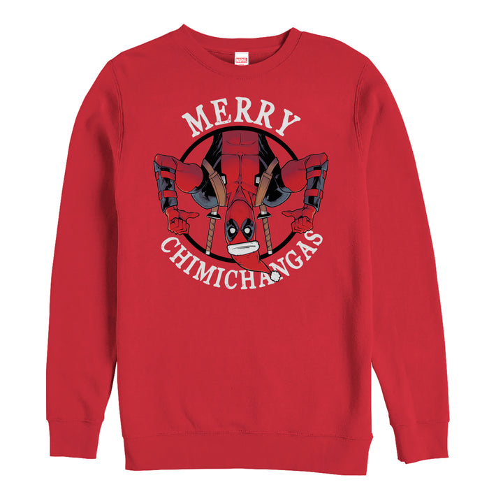 fifth sun Men's Marvel Christmas Deadpool Merry Chimichangas Sweatshirt