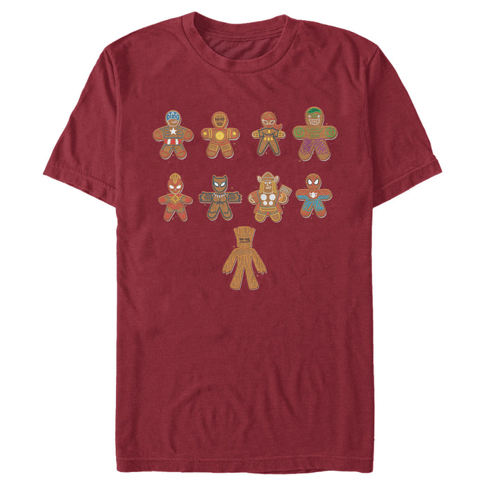 fifth sun Men's Marvel Christmas Gingerbread Cookie Avengers T-Shirt