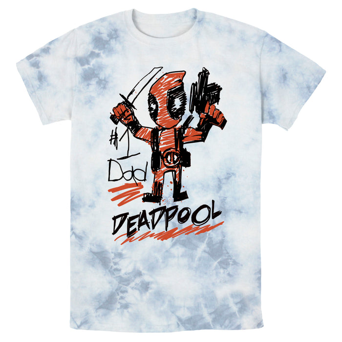 fifth sun Men's Marvel Deadpool Number 1 Dad Drawing T-Shirt