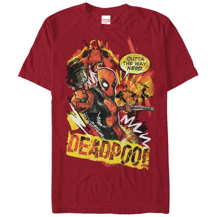 fifth sun Men's Marvel Deadpool Outta the Way Nerd T-Shirt
