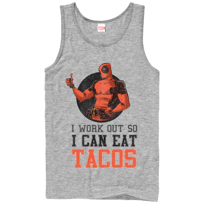 fifth sun Men's Marvel Deadpool Work Out Eat Tacos Tank Top