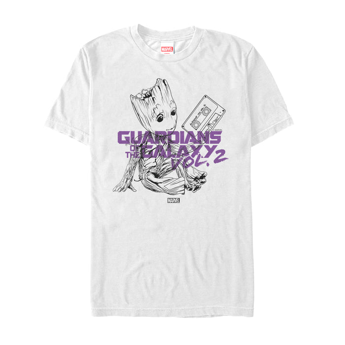 fifth sun Men's Marvel Guardians of the Galaxy Vol. 2 Groot Music T-Shirt