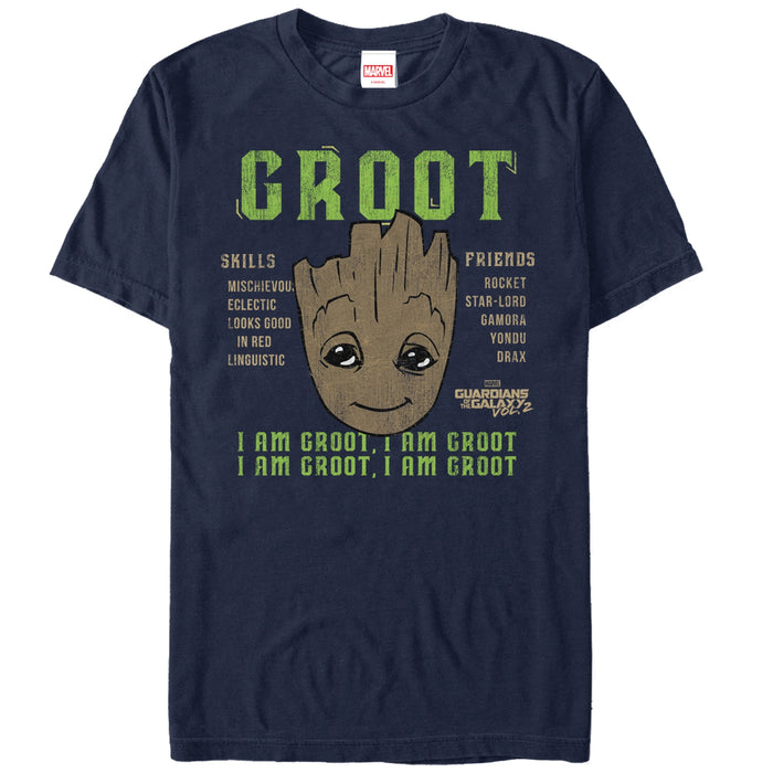 fifth sun Men's Marvel Guardians of the Galaxy Vol. 2 Groot Skills T-Shirt