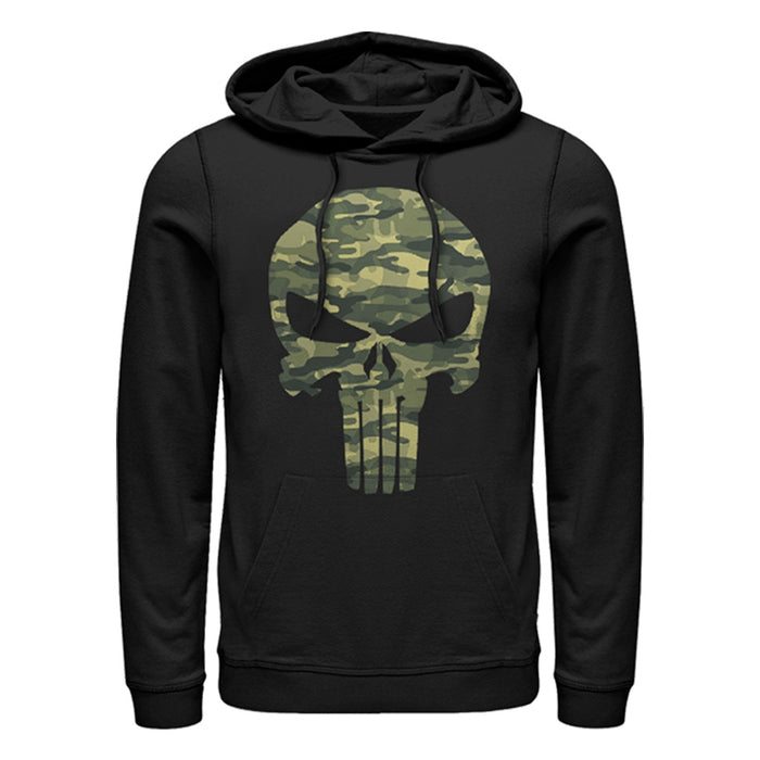 fifth sun Men's Marvel Punisher Camo Skull Symbol Pull Over Hoodie