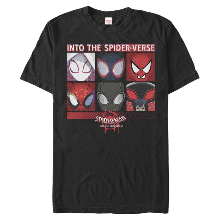 fifth sun Men's Marvel Spider-Man: Into the Spider-Verse Mask Collage T-Shirt