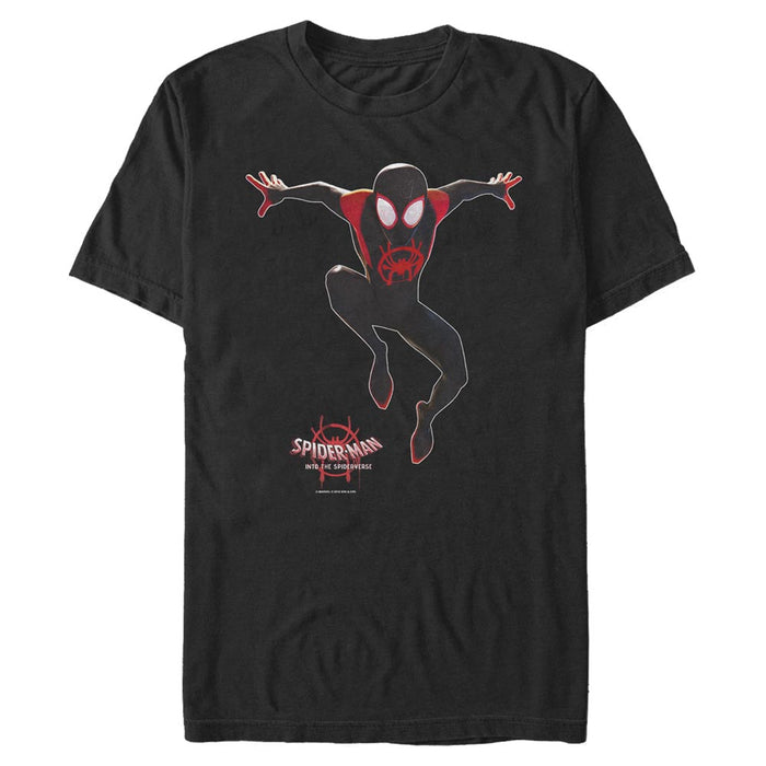 fifth sun Men's Marvel Spider-Man: Into the Spider-Verse Miles Morales Leap T-Shirt