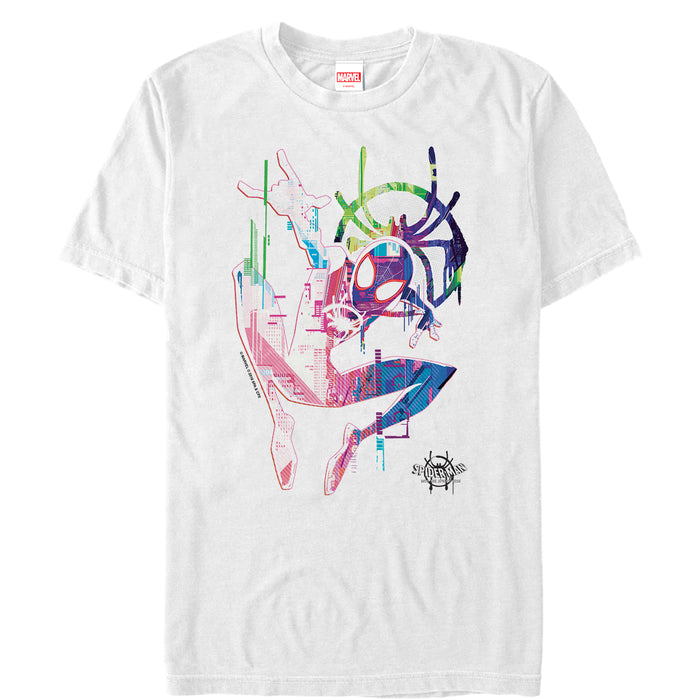 fifth sun Men's Marvel Spider-Man: Into the Spider-Verse Rainbow Watercolor T-Shirt