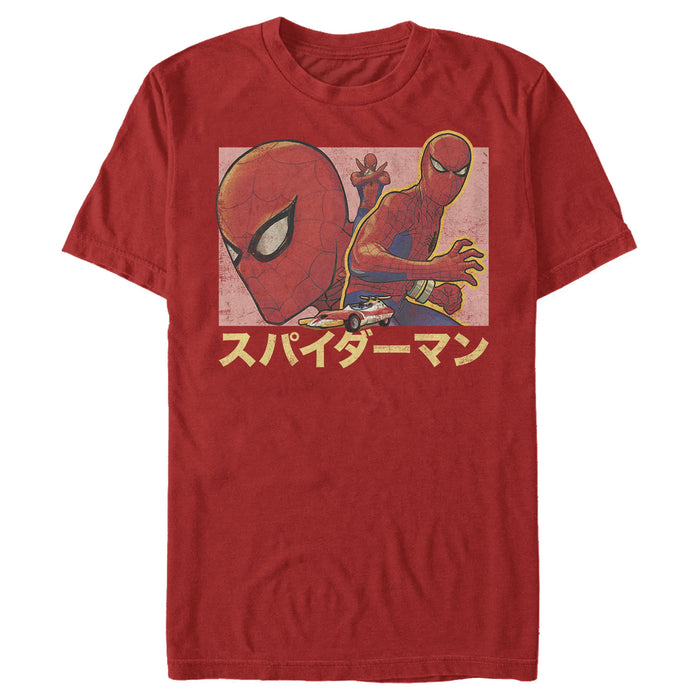 fifth sun Men's Marvel Spider-Man Kanji Characters T-Shirt