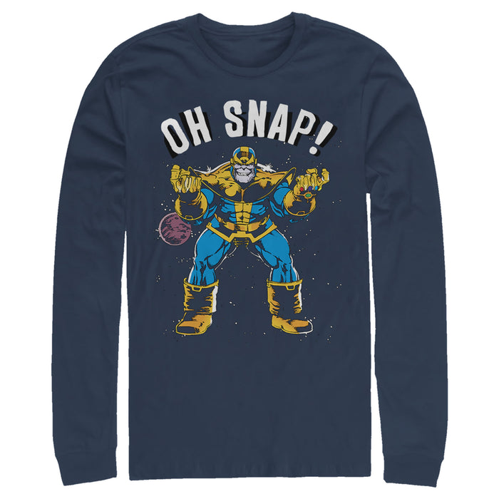 fifth sun Men's Marvel Thanos Retro Oh Snap Long Sleeve Shirt