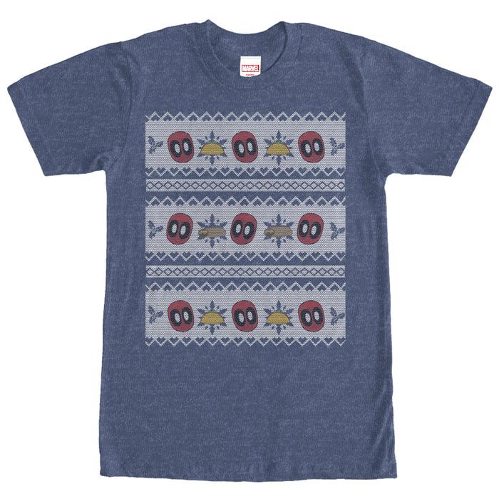 fifth sun Men's Marvel Ugly Christmas Deadpool Taco T-Shirt